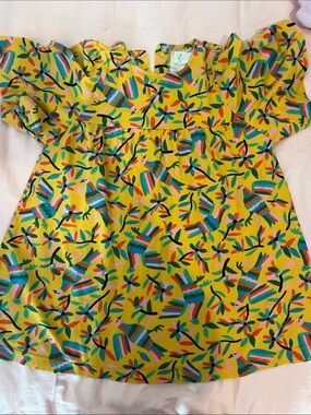 FARM Rio Yellow Floral & Parrot Print Kids Dress